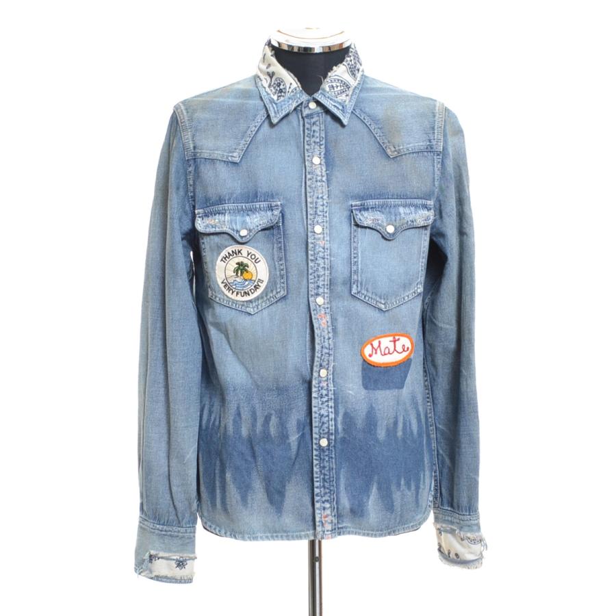 M エム 森亮一 Mw バンダナデニムシャツ リメイク Used加工 ロングスリーブ 長袖 サイズs 綿100 メンズ ブルー リサイクル市場エコ 通販 Yahoo ショッピング