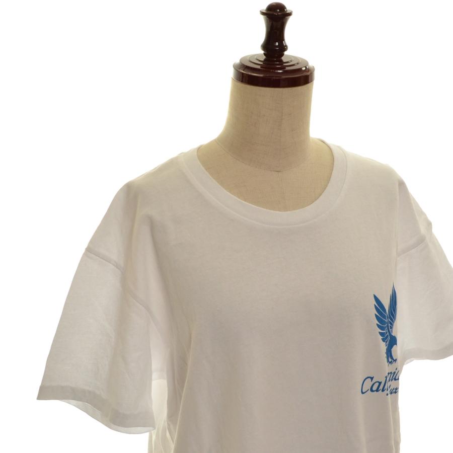 ■440262 CALUX キャラクス ■Tシャツ 半袖 丸首 クルーネック AMERICAN EAGLE CA22-TT サイズF 20SS レディース USA製 ホワイト プリント｜ecoikawadani｜04