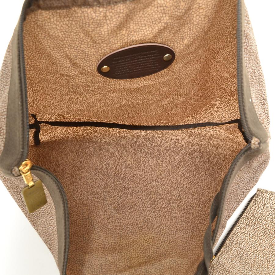 ボルボネーゼ ボストンバッグ トートバッグ 腕掛け ナイロン ブラウン うずら柄 BORBONESE ボルボネーゼ うずら柄ナイロンボストンバッグ ポーチ