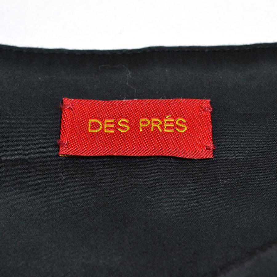 デプレ DES PRES ワンピース ノースリーブ Vネック 赤 黒 柄 36