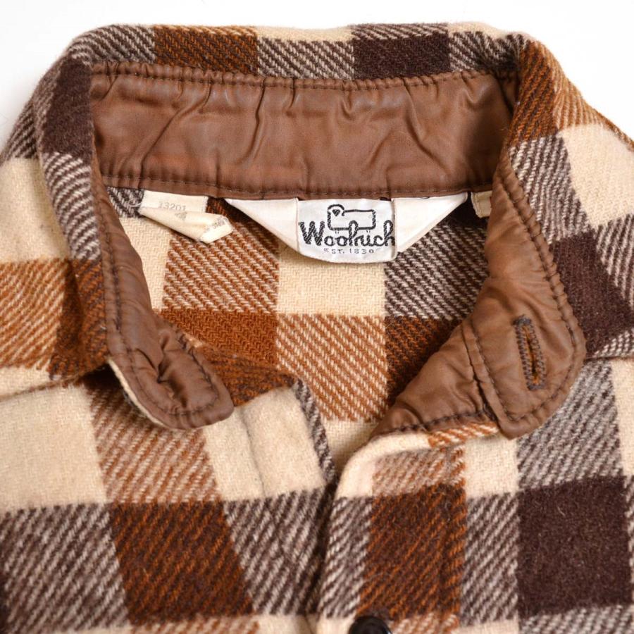 ●512439 WOOLRICH ウールリッチ ●ウールシャツ 長袖 70s ヴィンテージ サイズM メンズ USA製 ベージュ チェック｜ecoikawadani｜05