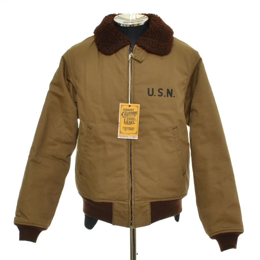 581154 FREEWHEELERS フリーホイーラーズ N-1 デッキジャケット ●Construction Battalion USN GROUND CREW JACKET CIVILIAN MODEL 2231010 サイズ36 メンズ 日本製 カーキ フリーホイーラーズ（FREEWHEELERS） ○581154 FREEWHEELERS N-1