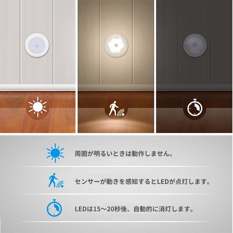新発売 センサーライト LED 暖色 人感 室内 電池 玄関 丸型 白カバー 補助照明