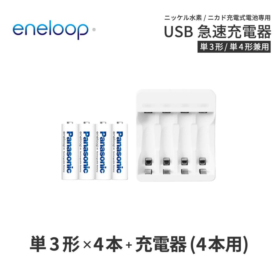 エネループ eneloop 単3 充電池 充電器 充電器セット 単3形 TypeC