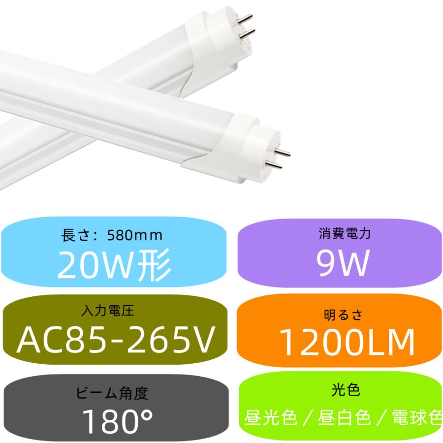 LED蛍光灯 20W形 10本セット 直管 58cm 9W グロー式工事不要 LED