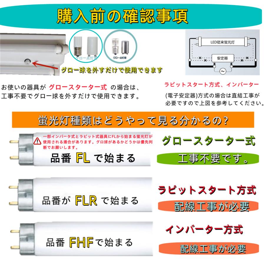 LED蛍光灯 20w形 58cm 昼光色 昼白色 電球色 LED蛍光灯20w型 グロー式工事不要FL20S｜ecokoudenn｜07