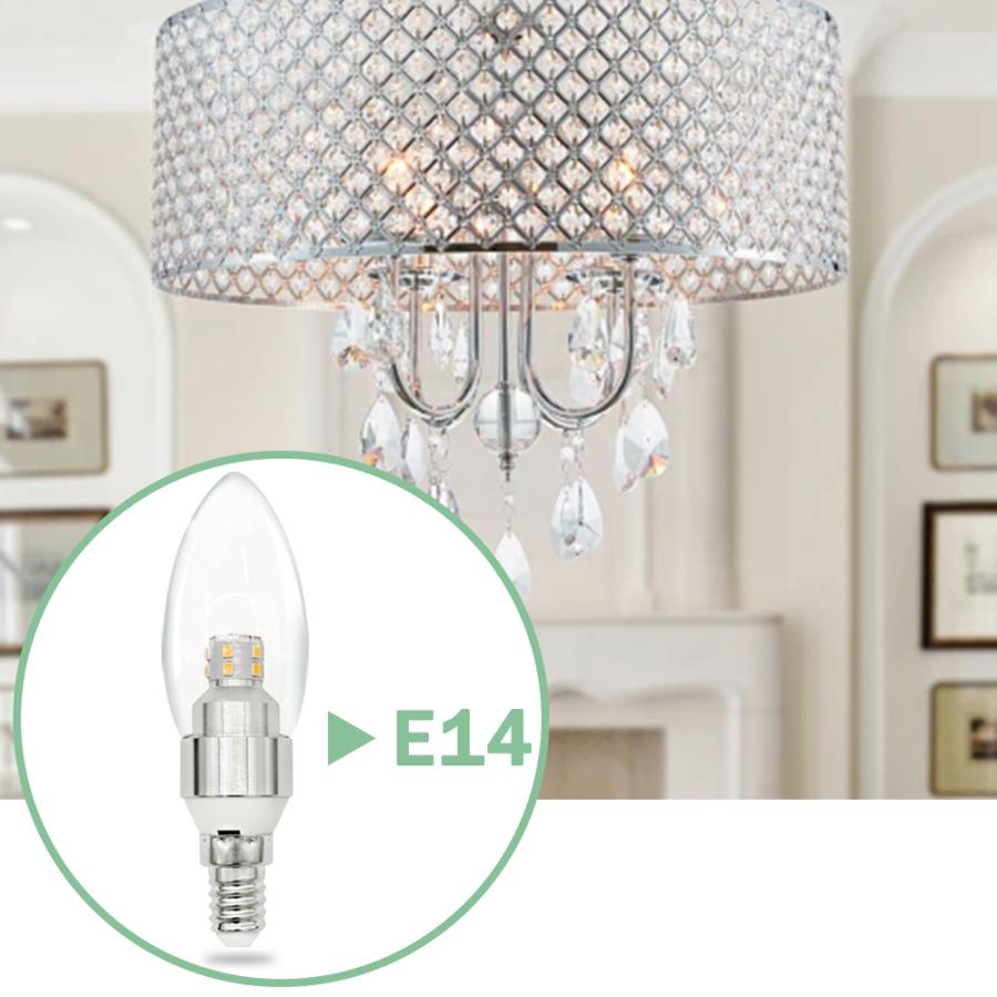 シャンデリア電球 LED透明電球 E12 E14 E17 E26 燭台電球 クリア 40W形
