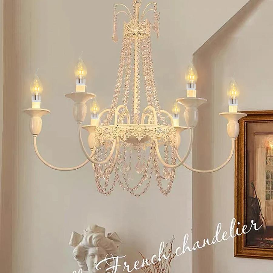 アンティーク。クリアガラス ボール型シャンデリア 2灯 ムラーノアンバーガラス&クリアドロップ ゴールドギルトシャンデリア(4