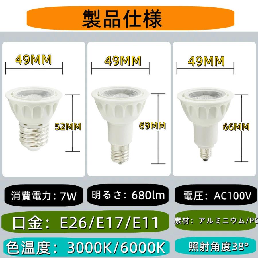 LEDハロゲン電球 LED電球 調光器対応 E11 E17 E26 スポットライト 60w