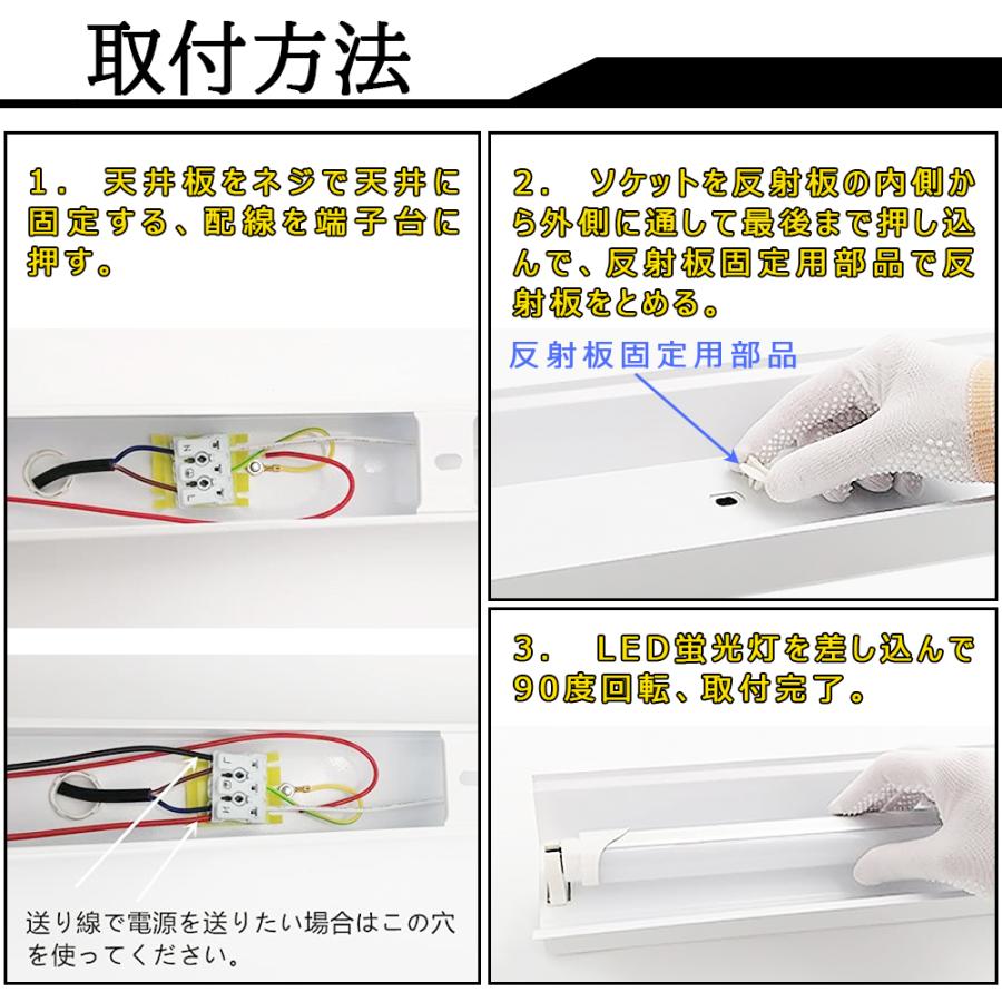 LED蛍光灯器具 LEDベースライト 笠付トラフ 1灯 20W形 天井直付型 蛍光