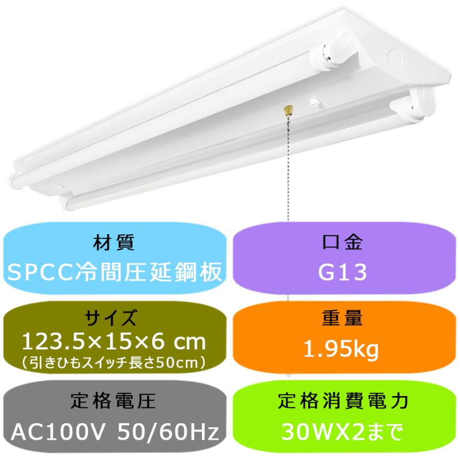 LED蛍光灯器具 LEDベースライト 引きひもスイッチ付 逆富士 2灯 40W形