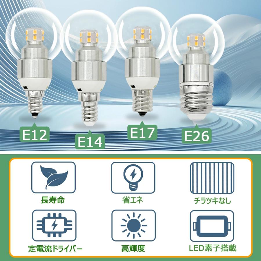 小型LED電球 シャンデリア電球 LED電球 E12 E14 E17 E26 クリア 40W形