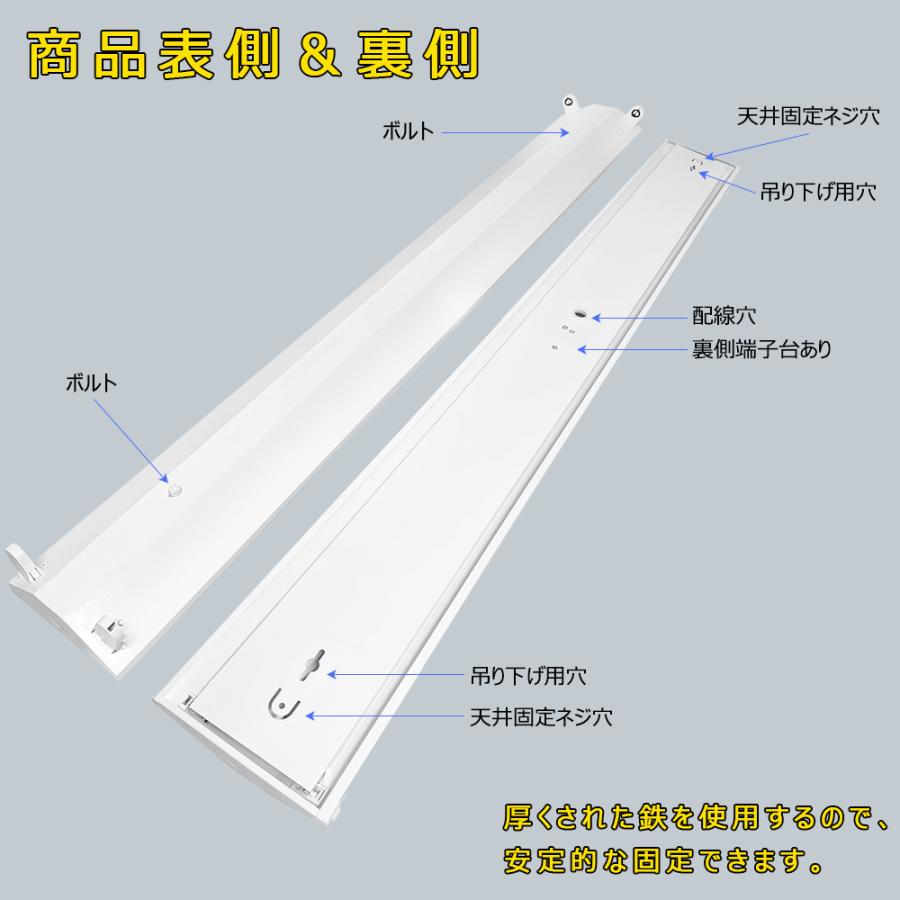 LED管逆富士型ベースライト5本セット　40w型 LED蛍光灯器具 LEDベースライト 逆富士 2灯 40W形 蛍光灯照明器具 天井