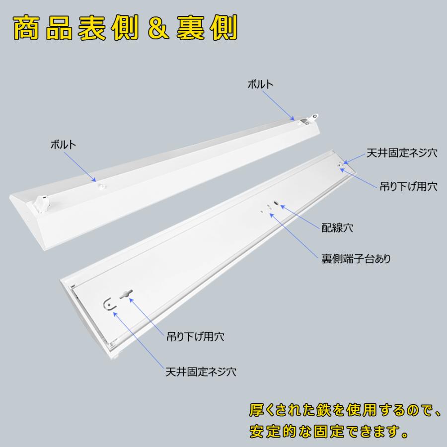 LED蛍光灯器具 LEDベースライト 逆富士 1灯 20W形 天井直付型 蛍光灯照明器具 天井照明 家庭 工場 倉庫 店舗 美容院 病院 5台セット