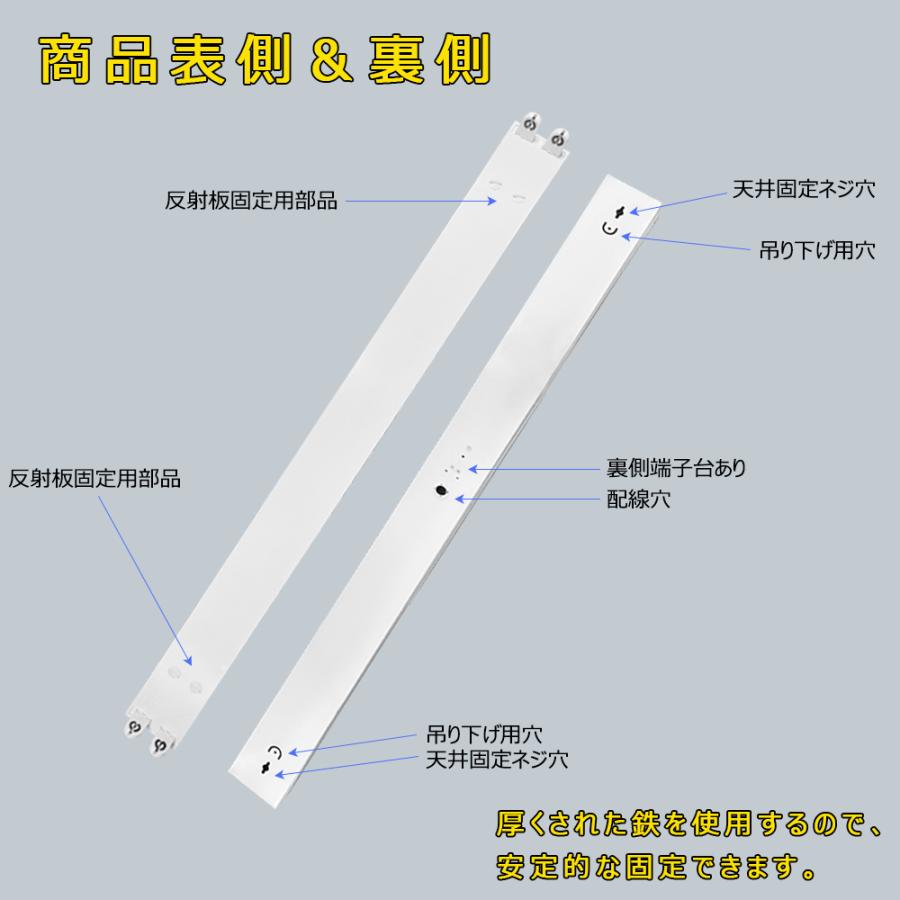 LED蛍光灯器具 LEDベースライト トラフ 2灯 20W形 蛍光灯照明器具 天井直付型 天井照明 家庭 工場 倉庫 店舗 美容院 病院 10台セットの画像