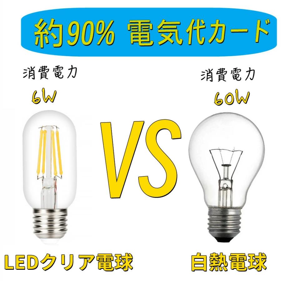 LED電球 E26 フィラメント 細長い円筒形 クリア 60W形 エジソンランプ