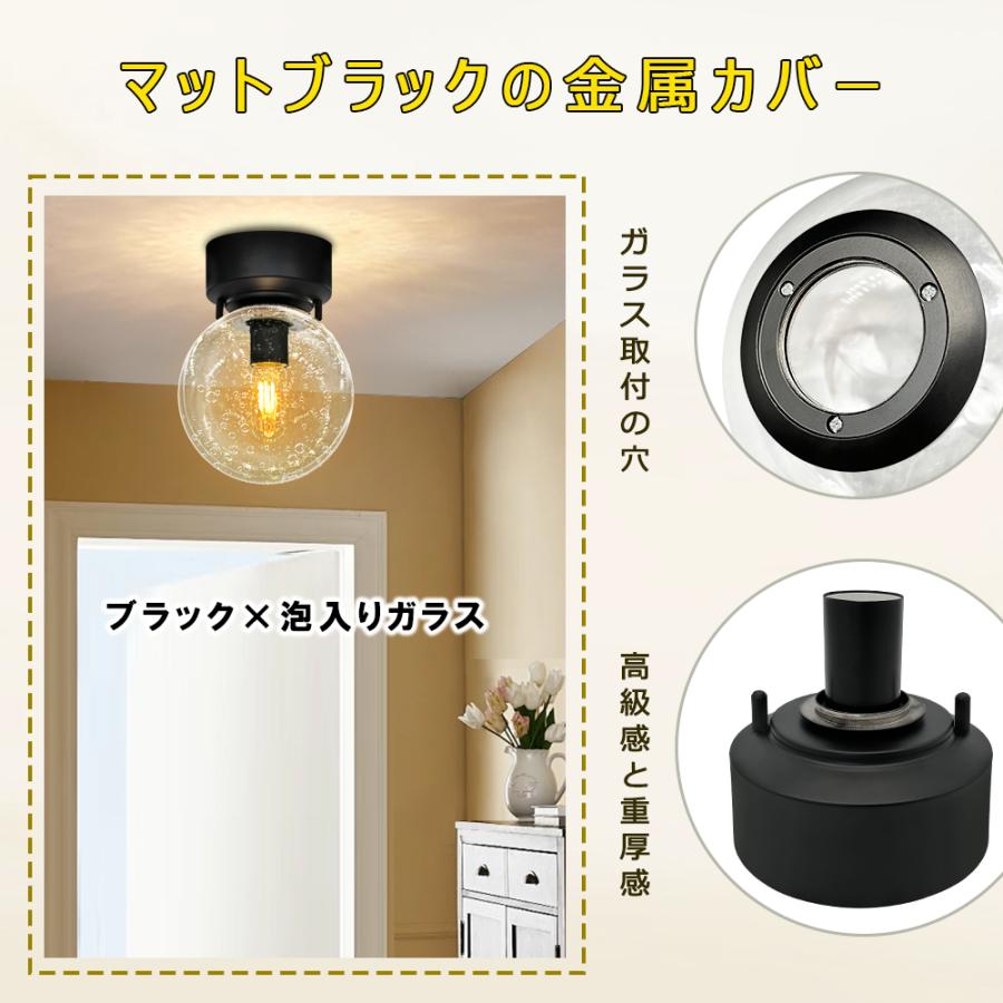 ⭐️おしゃれシーリングライト　black LEDボール電球セット⭐️ シーリングライト ガラス ボール型 北欧 おしゃれ E26 LED対応 和風