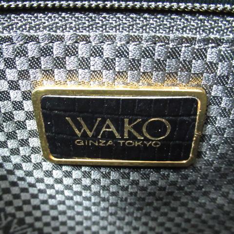 【美品】 WAKO ハンドバッグ リザードレザー 高級w8 WAKO 銀座和光 美品 高級！リザードレザー ハンドバッグ 黒