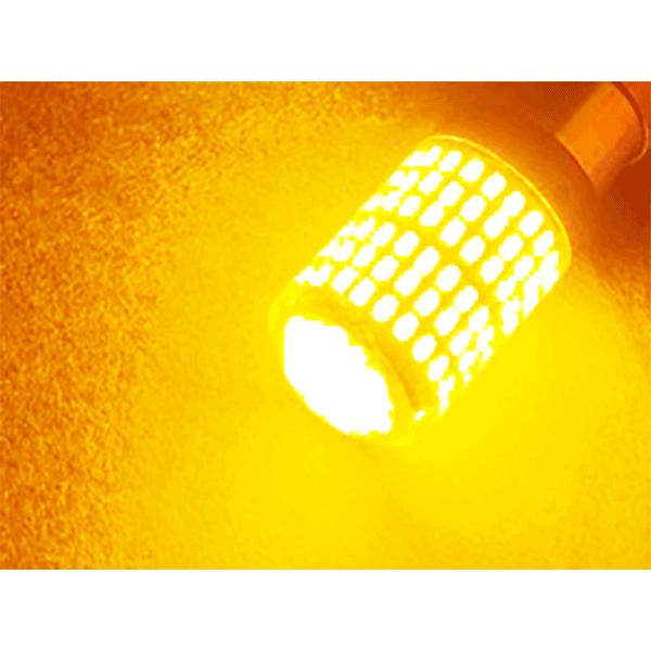 LEDバルブ S25ピン角違い ウインカー専用 ウインカーランプ キャンセラ抵抗内蔵 爆光SMD144発 オレンジ 2個 0-75 | ブランド登録なし | 01
