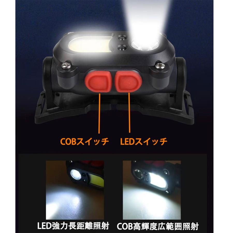 ヘッドライト ヘッドランプ USB充電式 ハンドセンサー機能 LEDライト2種 光量調節 軽量 生活防水 釣りライト 手振り検知 アウトドア 防災 headlt-A | ブランド登録なし | 03