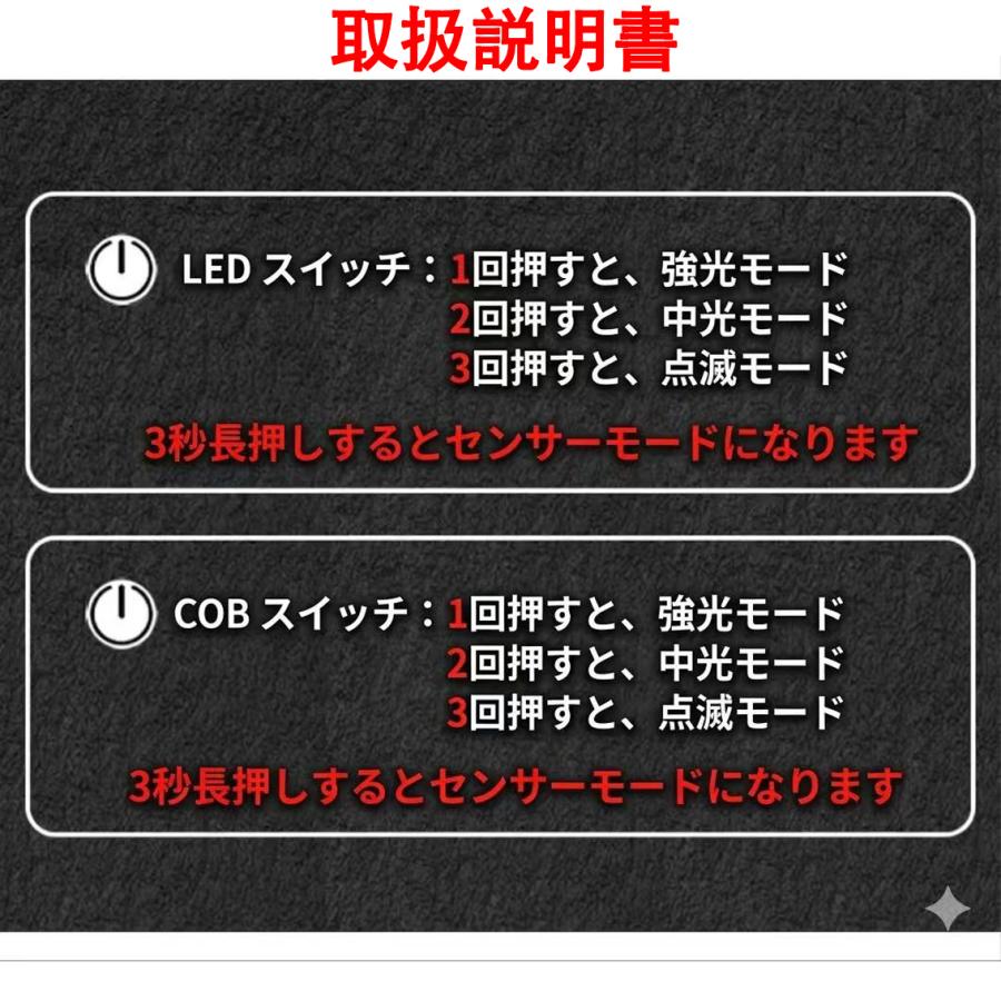 ヘッドライト ヘッドランプ USB充電式 ハンドセンサー機能 LEDライト2種 光量調節 軽量 生活防水 釣りライト 手振り検知 アウトドア 防災 headlt-A | ブランド登録なし | 05