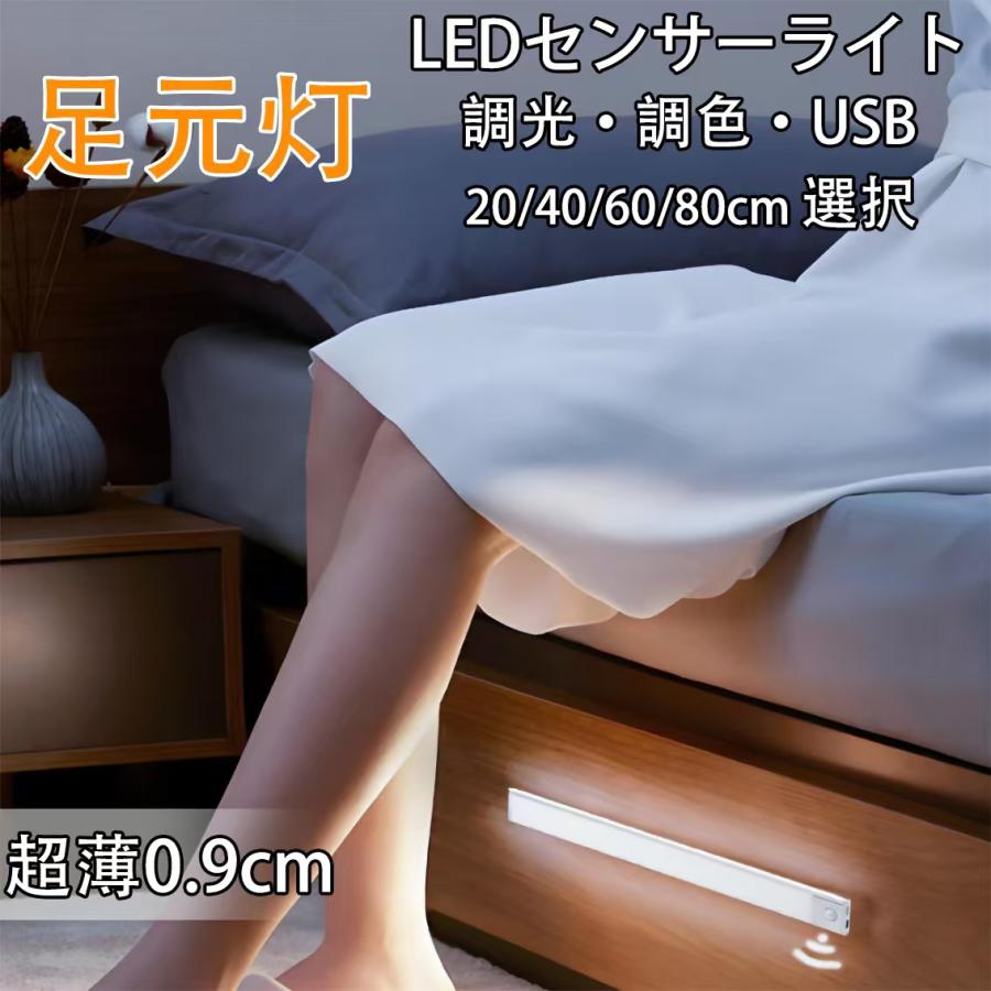 足元灯 フットライト 玄関灯 LEDセンサーライト 20cm〜80cm 長さ選択 調色調光 薄型 USB充電 人感 バーライト ポーチライト HWXD | ブランド登録なし