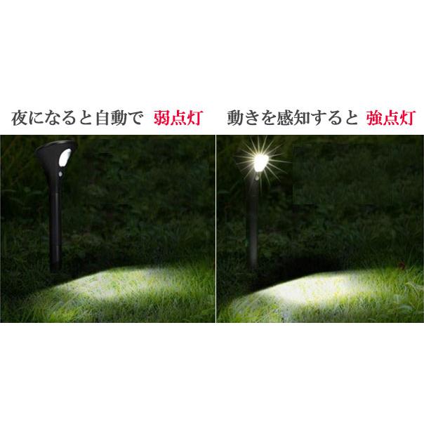 LEDソーラーライト 2個セット 人感センサー式 ポールライト 暗くなると自動点灯 庭園灯 ガーデンライト 防水 防犯 SGL-SS-2set | ブランド登録なし | 01