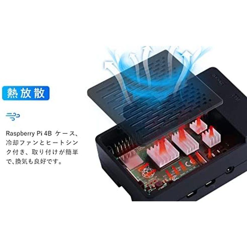贅沢屋の贅沢屋のGeeekPi Raspberry Pi 4ケース(ファン付き)5V 3A USB-C電源4個ヒートシンクUSBカードリーダー1m マイクロH ベアボーン、キット GeeekPi Raspberry PiマイクロコネクタRaspberry Pi 40ピンGPIO 1-2拡張ボード2 x 20ピンストリッ