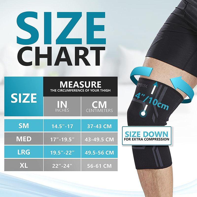 男性と女性のための膝圧縮スリーブ2パック、ランニングとワークアウトのための膝サポートブレース (M)