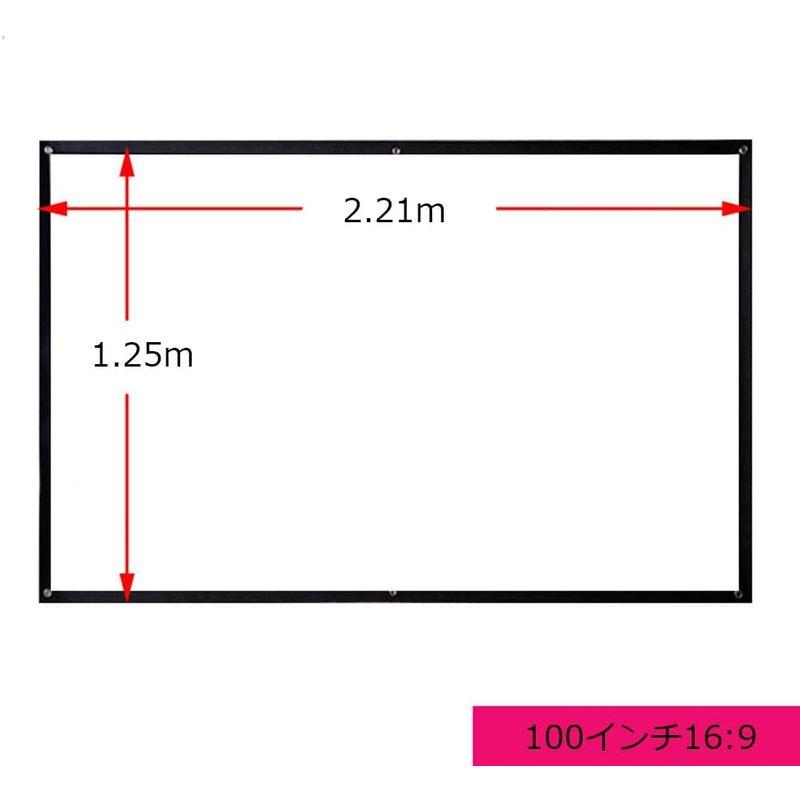 100インチ防しわプロジェクタースクリーン ガラス繊維材料16：9 携帯型スクリーン 壁掛け式、投影スクリーン ホームシアター プレゼンテー｜ecolife-market｜07