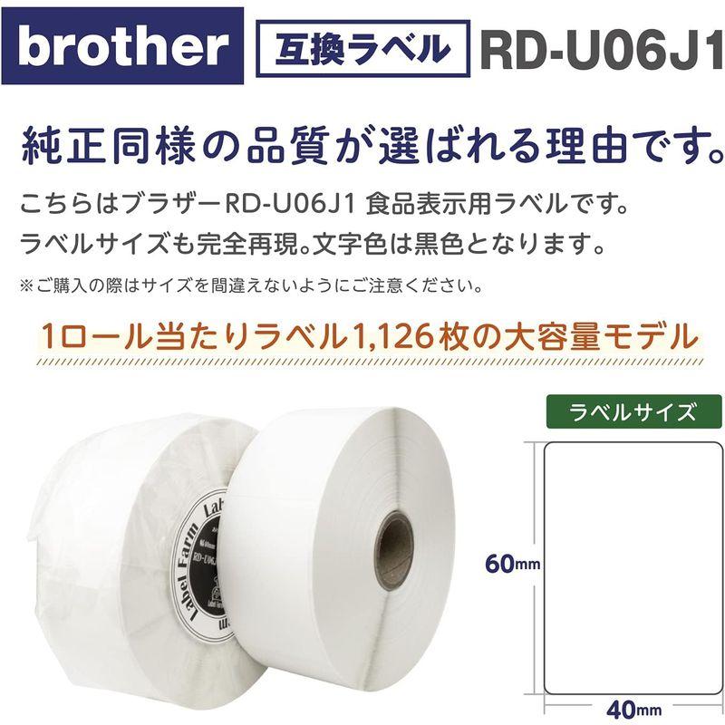 絶対見逃せない ラベルファーム(事業者登録番号取得済) RD-U06J1 ブラザー 互換食品表示ラベル(10ロール)幅40mm x 60mm brother