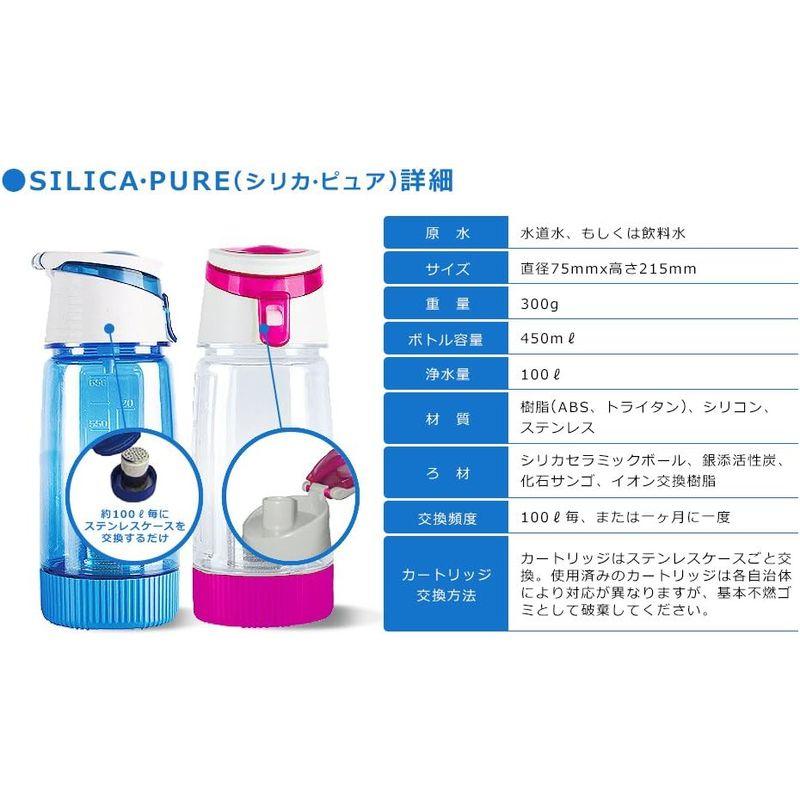 タンブラー型浄水器 シリカピュア(ブルー) 450ml 携帯型浄水器 水道水で作るシリカ水｜ecolife-market｜04