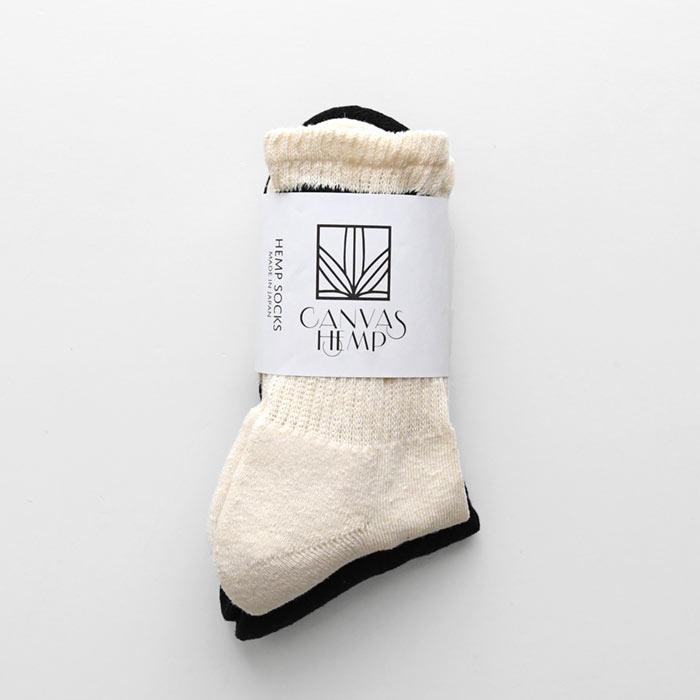 日本製 CANVAS HEMP パイルショート 2足組 ラインソックス