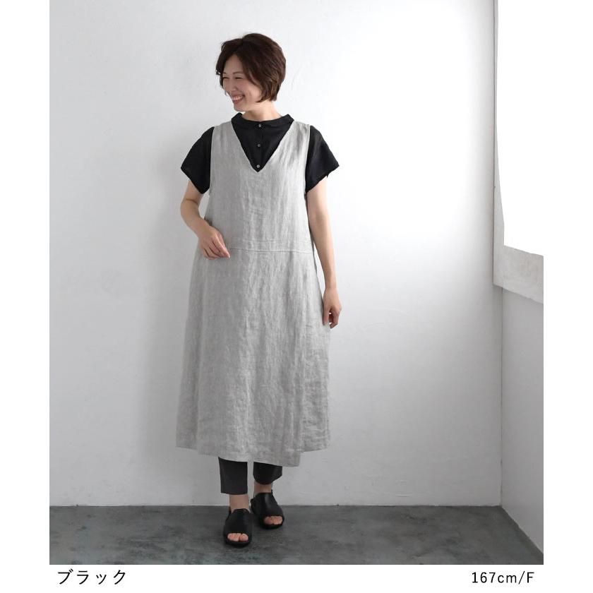 08Mab 半袖 シャツ衿 ブラウス 綿麻 ボイル 前後着 2WAY 前開き