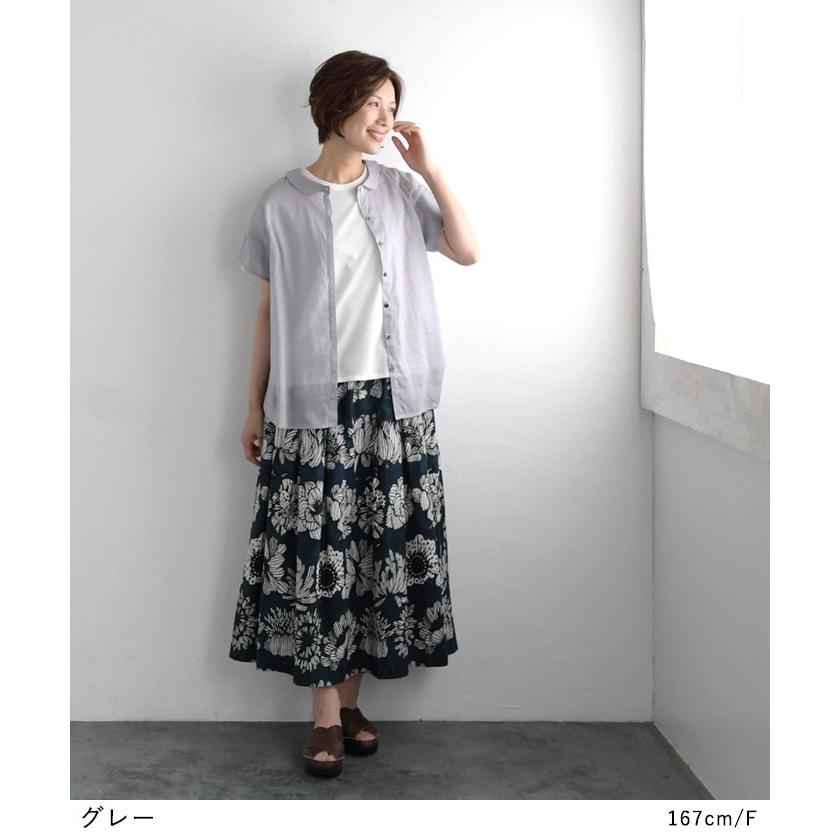 ≪M.&kyoko ≫ リネン 半袖ブラウス　　ポケット付　期間限定お値下げ 半袖 ブラウス レディース トップス カットソー バンドカラー