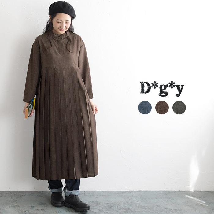 ワンピース Dgy ディージーワイ レーヨン シャンブレー 無地 プリーツ 長袖 秋 冬 レディース aw08 D8771 Ecoloco 通販 Yahoo ショッピング