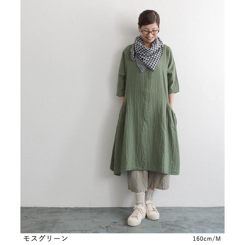 オリジナル Aライン ワンピース 20番手ダブルガーゼ M〜3L 綿 大きいサイズ 30代 40代 50代 秋 冬 春 24SS0308R,｜ecoloco｜06