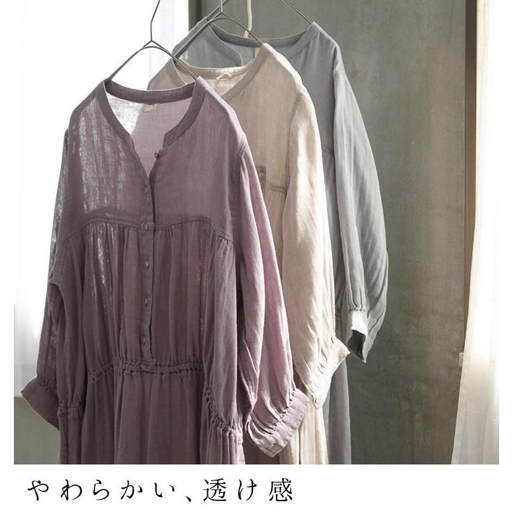 ダブルガーゼ ワンピース 40番手 胸ギャザー シャツワンピース M 3l 綿100 コットン 春 夏 レディース ss0417 E2108 Ecoloco 通販 Yahoo ショッピング