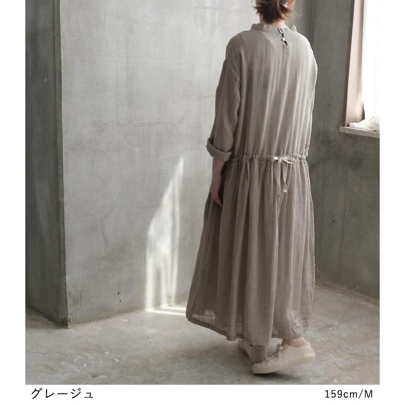 ダブルガーゼ ワンピース 40番手 ハイネック ウエスト絞り M 3l 綿100 コットン 春 夏 レディース ss0417 母の日 ギフト E2110 Ecoloco 通販 Yahoo ショッピング