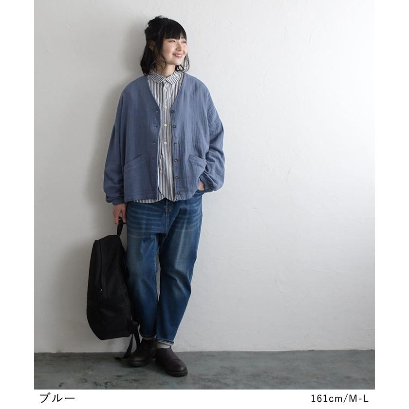 earth_eco_loco ダブルガーゼ 20番手 ノーカラーブルゾン earth_eco_loco ダブルガーゼ 20番手 ノーカラーブルゾン