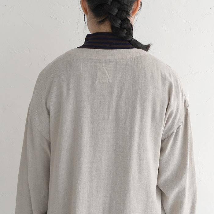 ガーゼブラウス ウール混 ノーカラーシャツ 起毛 冬 30代 40代 50代 エコロコ 23AW0818, | earth_eco_loco | 18