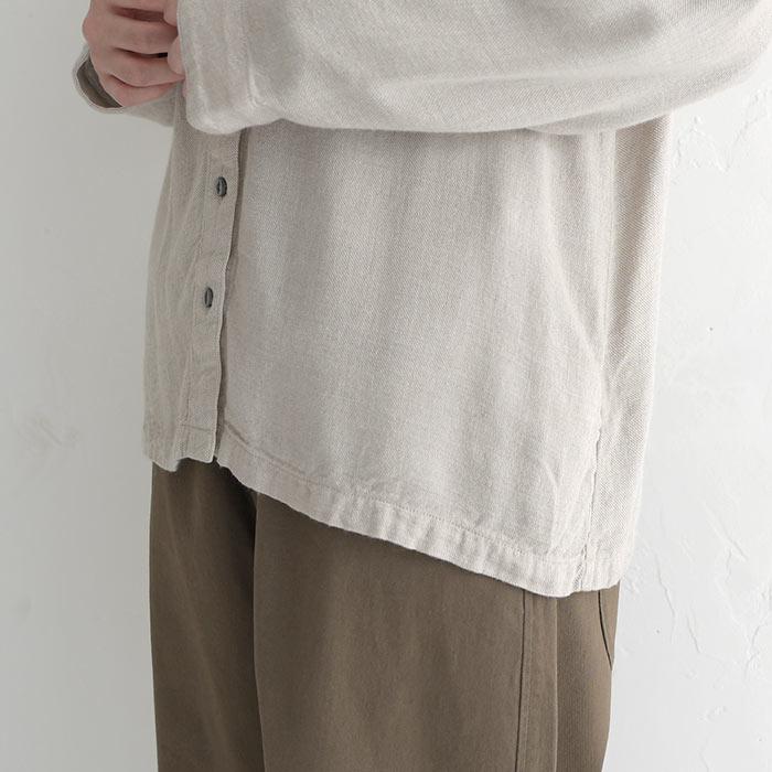 ガーゼブラウス ウール混 ノーカラーシャツ 起毛 冬 30代 40代 50代 エコロコ 23AW0818, | earth_eco_loco | 21