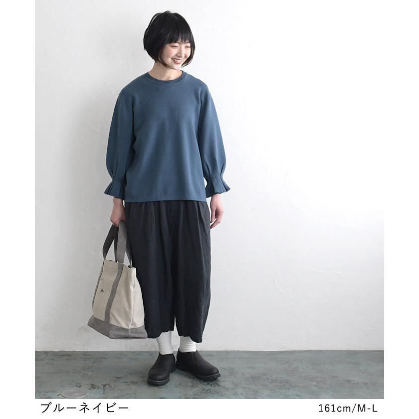 ニットプルオーバー レディース セーター 綿ニット クルーネック ふわり袖 エコロコ 2220SS0204, | earth_eco_loco | 04
