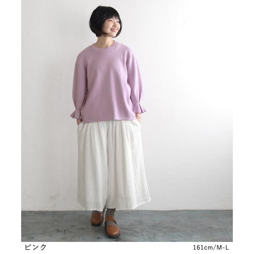 ニットプルオーバー レディース セーター 綿ニット クルーネック ふわり袖 エコロコ 2220SS0204, | earth_eco_loco | 08