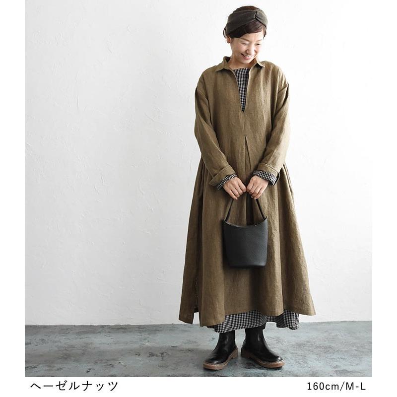ワンピース スキッパー M 3l リネン100 ヴィンテージリネン オリジナル 麻100 秋 冬 春 レディース aw0807 E4052 Ecoloco 通販 Yahoo ショッピング