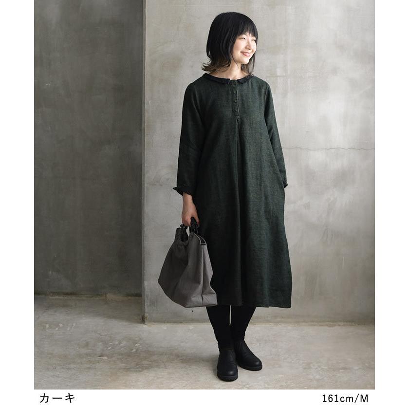 ワンピース 起毛リネンツイル チビ襟つきワンピース M 3l 麻 リネン 春 秋 冬 レディース aw1002 E4071 Ecoloco 通販 Yahoo ショッピング
