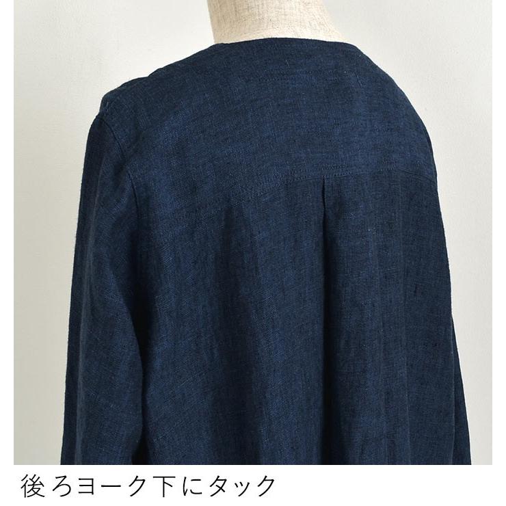ワンピース M 3l ノーカラー シャツワンピース リネン100 ヴィンテージリネン オリジナル 麻100 春 秋 冬 レディース 21aw0716 E4113 Ecoloco 通販 Yahoo ショッピング