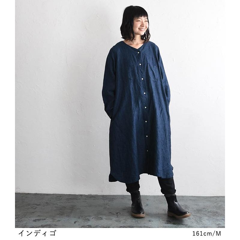 ワンピース M 3l ノーカラー シャツワンピース リネン100 ヴィンテージリネン オリジナル 麻100 春 秋 冬 レディース 22ss1227 エコロコ E4113 Ecoloco 通販 Yahoo ショッピング