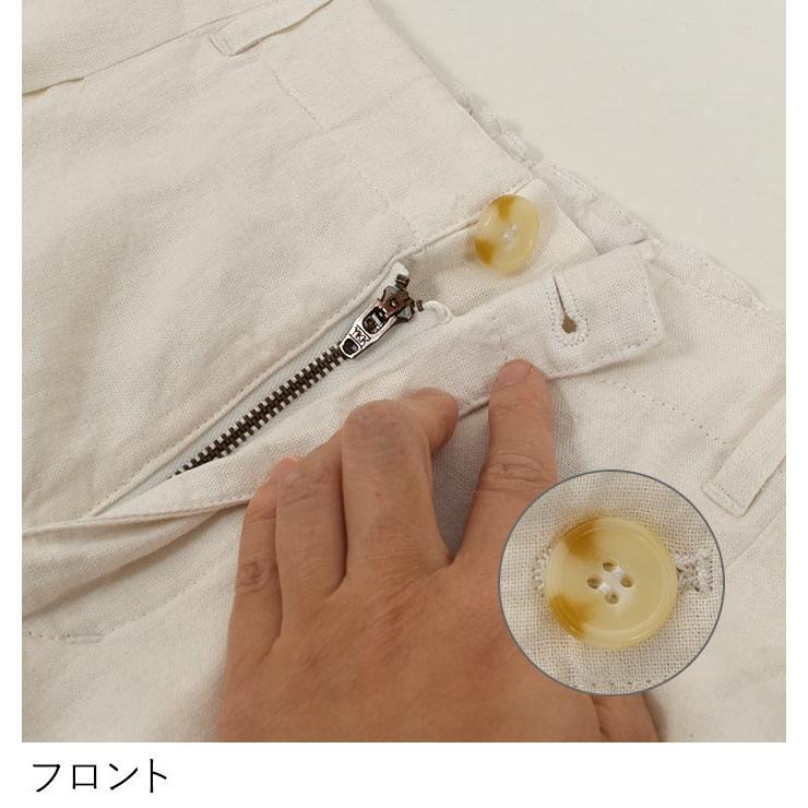 セール！ すっきり8分丈 パンツ ヴィンテージリネン 14番手 麻100% M