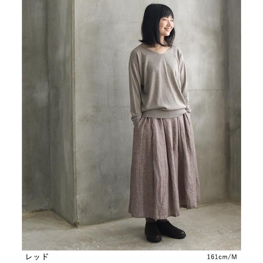 残り僅かセール ギャザースカート リネン千鳥 ロングスカート M 3l リネン100 オリジナル 麻100 秋 冬 春 レディース aw0814 Q1 E4159 Ecoloco 通販 Yahoo ショッピング